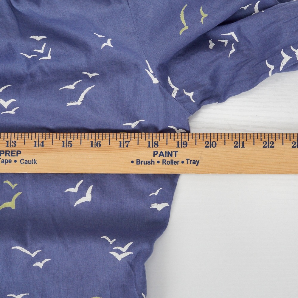 Columbia PFG Shirt Womens Small Blue Bird Print Roll Tab Long Sleeve Cotton - Picture 12 of 15
